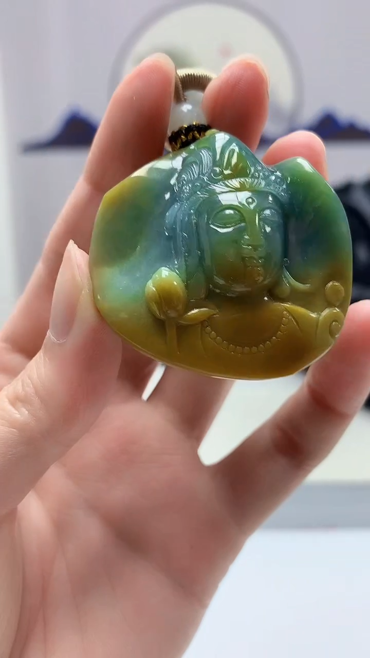 【闪购商品】定制翡翠未镶嵌4917zm-毛货挂件观音112