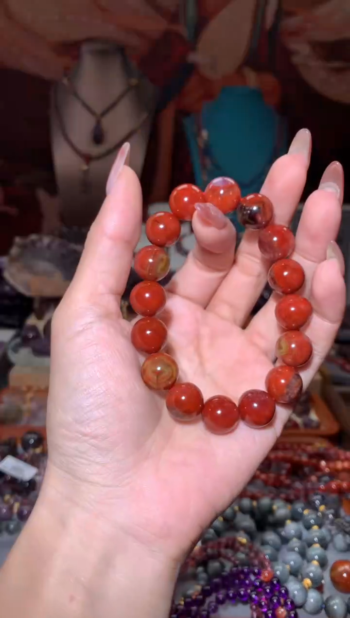 未镶嵌珠宝半成品水晶红极光玉化眼手串13mm