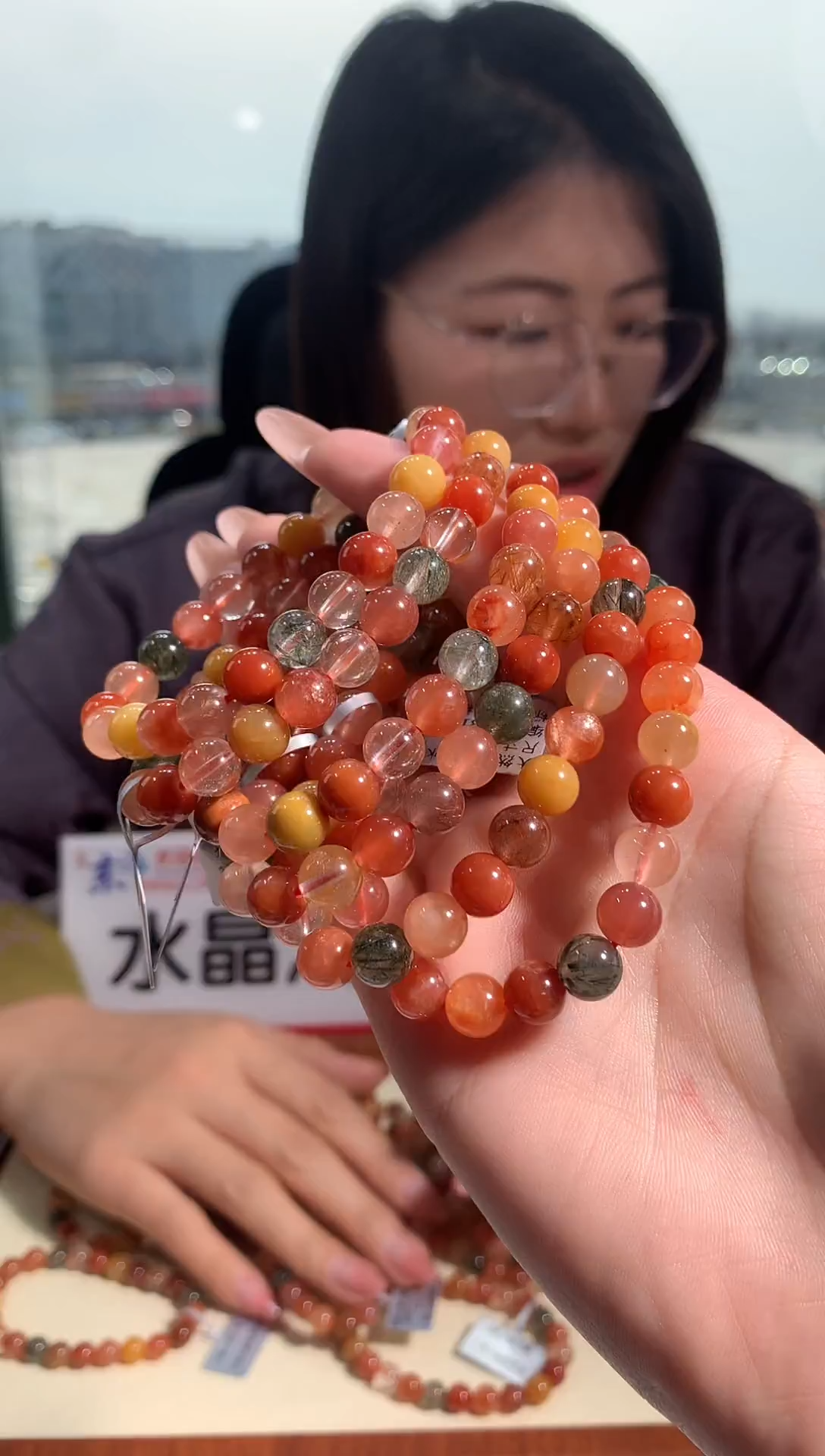 【闪购商品】水晶手链未镶嵌8mm福禄寿水晶手链多样性发一