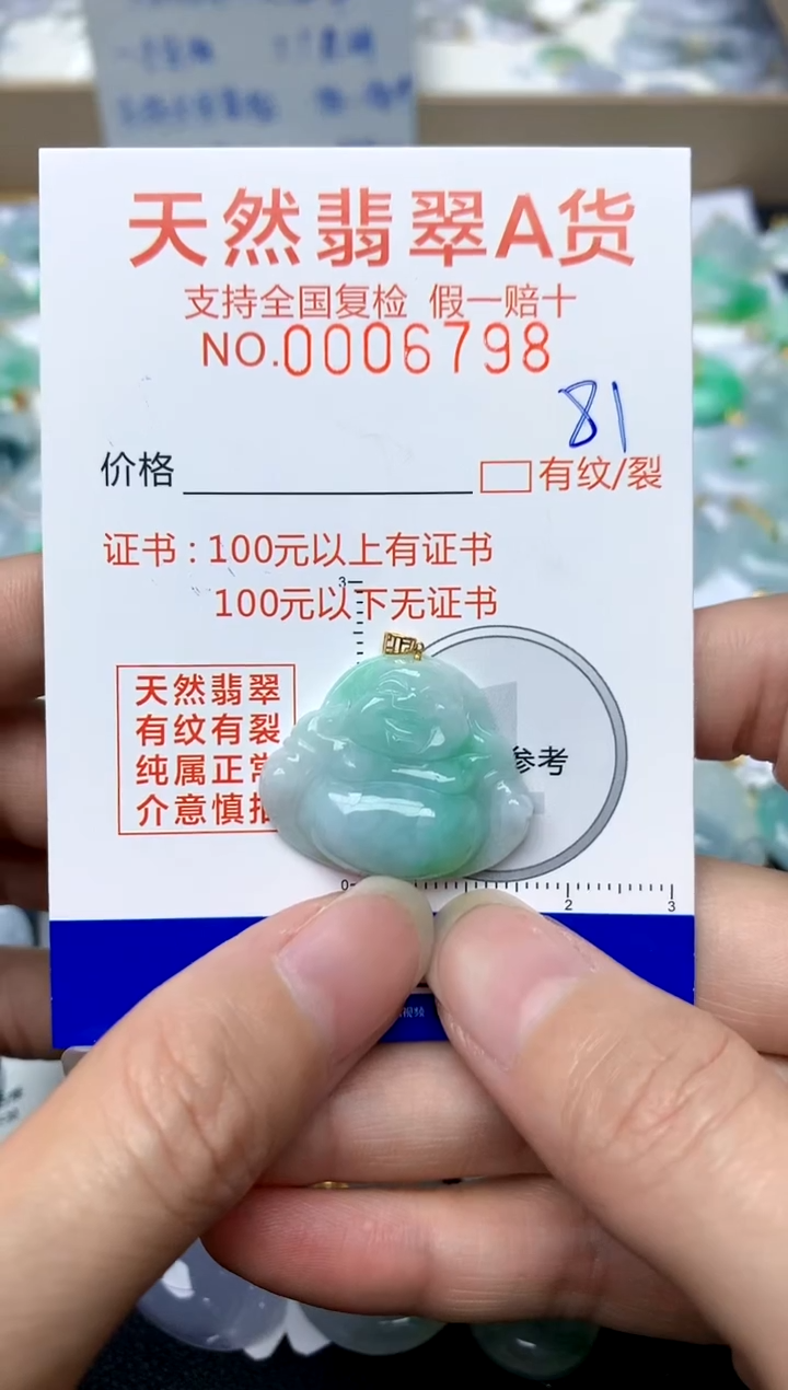 【闪购商品】翡翠颈饰18K金镶嵌81天然A货翡翠