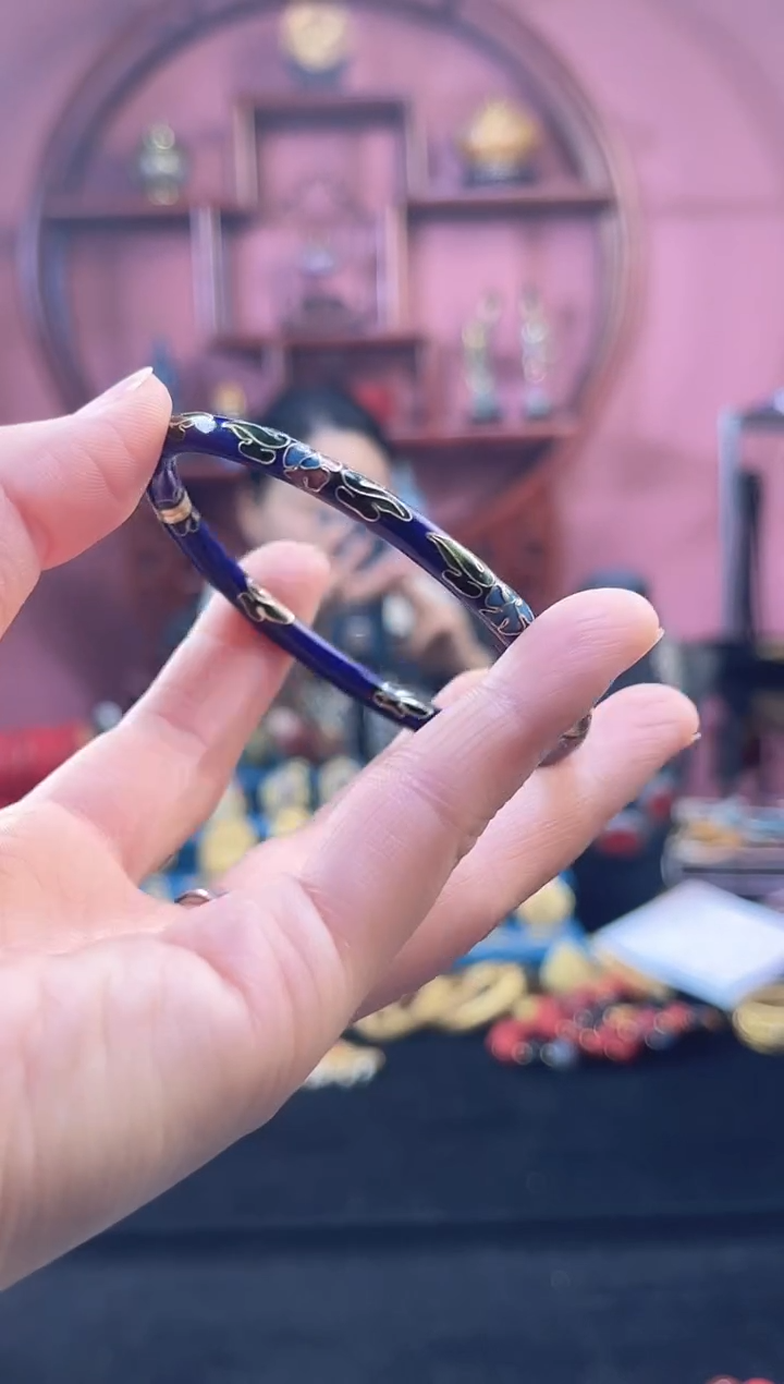 非遗景泰蓝 儿童镯 宝蓝 55