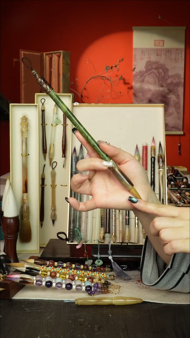 208号闪孤品高货毛笔链接 清水试笔 蘸墨不退