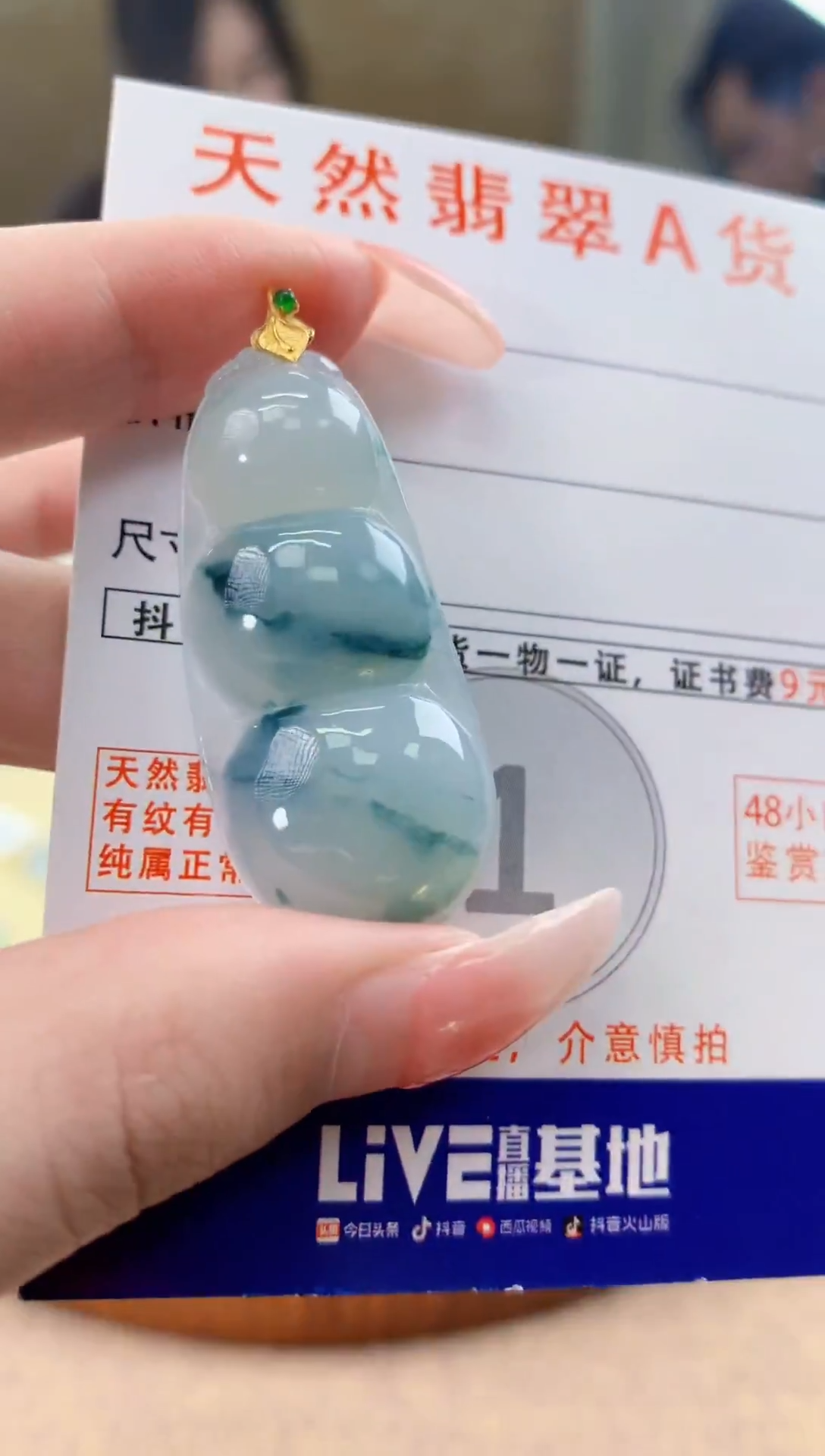 颈饰18K金镶嵌翡翠天然A货翡翠挂件