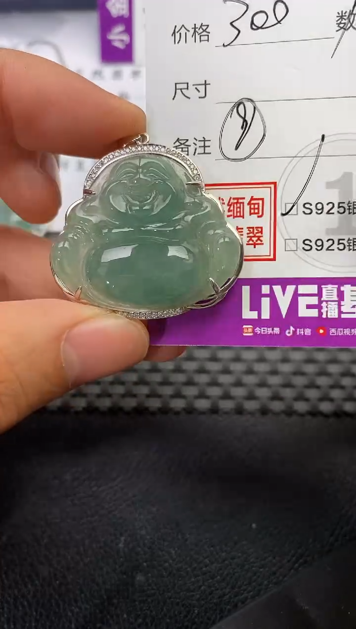 颈饰银S925镶嵌翡翠大***臭挂件
