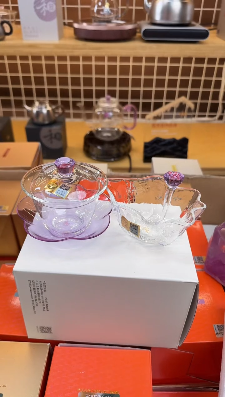 @@禾器晶彩咏荷盖碗紫+荷吟紫