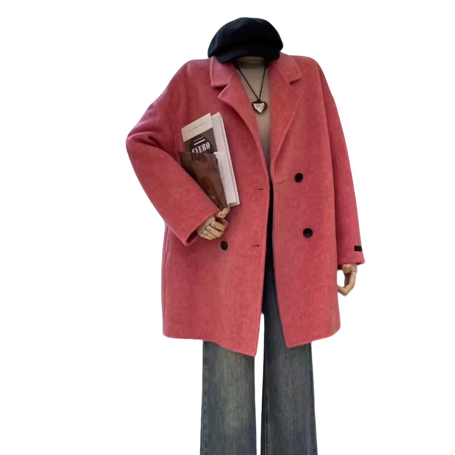 双面大衣女士中长款韩版宽松西装领羊毛呢子外套2025秋冬新款