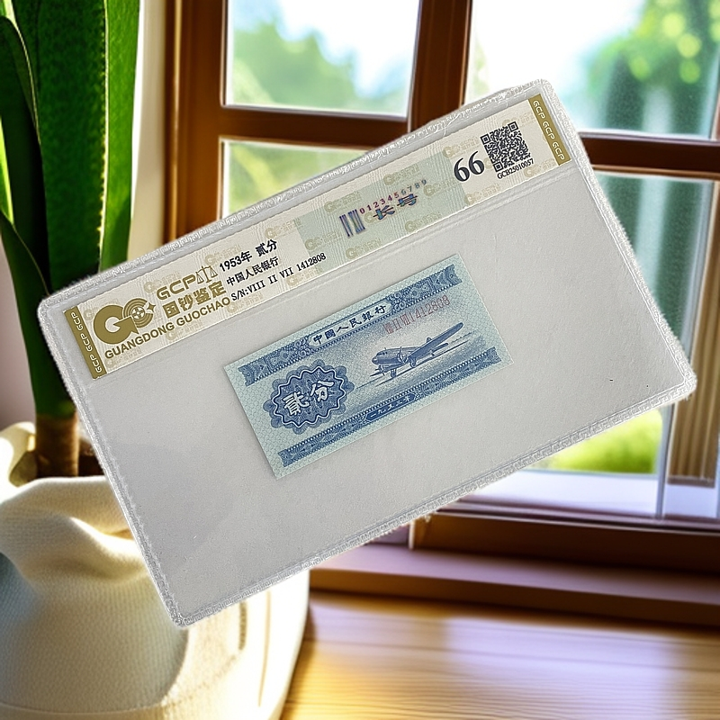 退市第二套人民币长号贰分 国钞鉴定评级66分