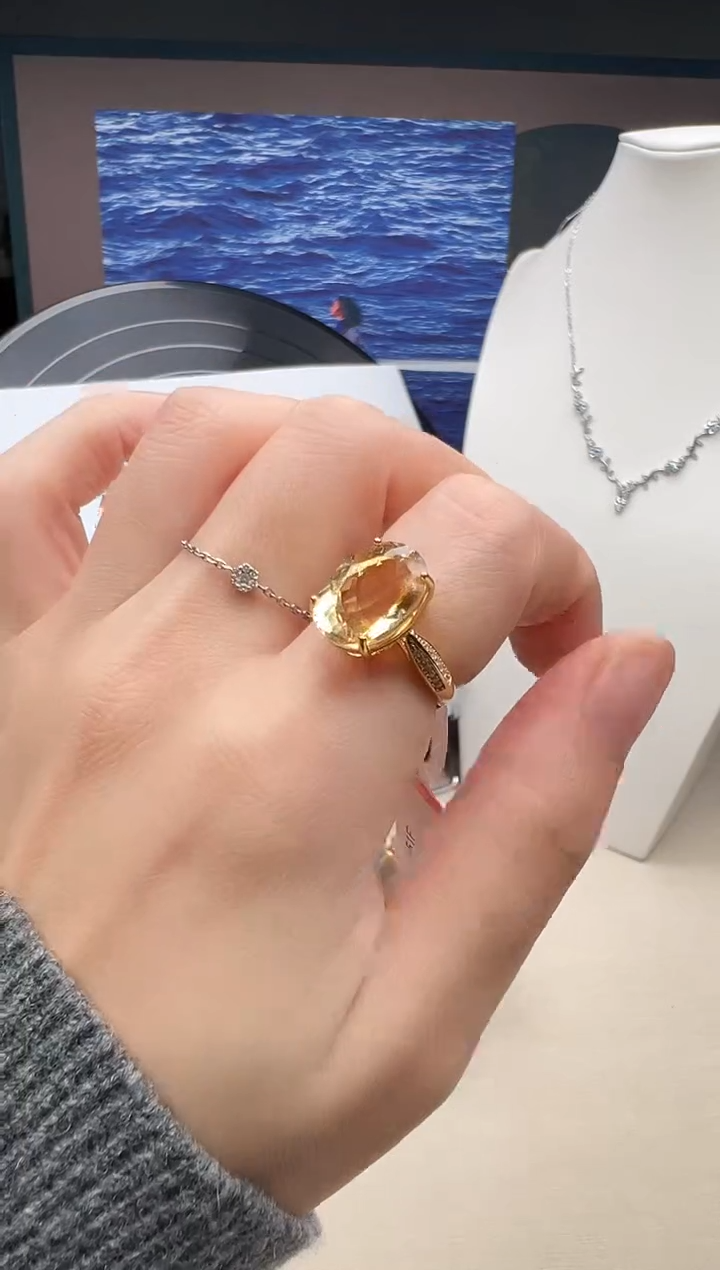 银S925镶嵌戒指黄晶98