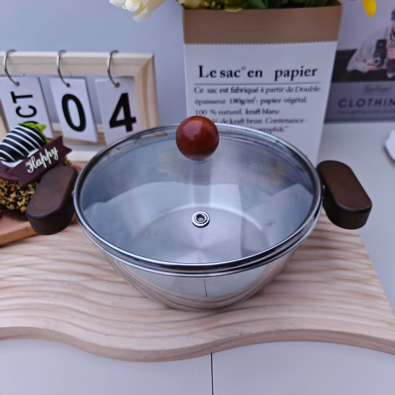 西班牙木柄精致双耳加深加大小汤锅小炒锅家用厨房必备【汤家限定】