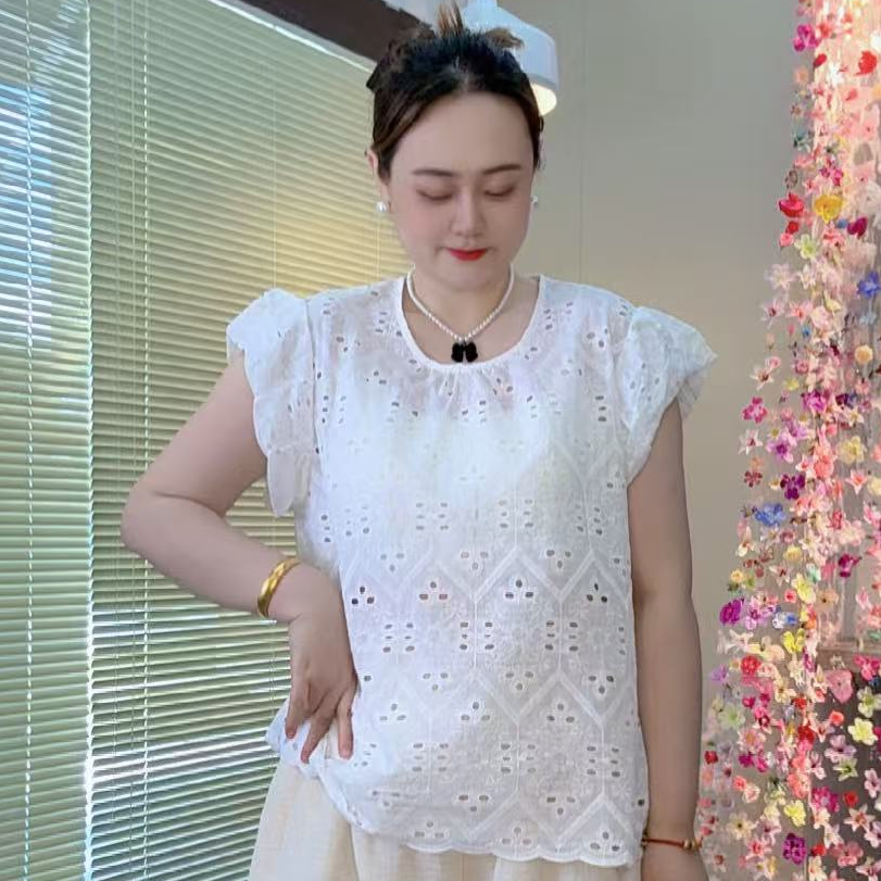 2025夏季新款镂空重工半袖T恤显瘦百搭设计款气质休闲时尚宽松