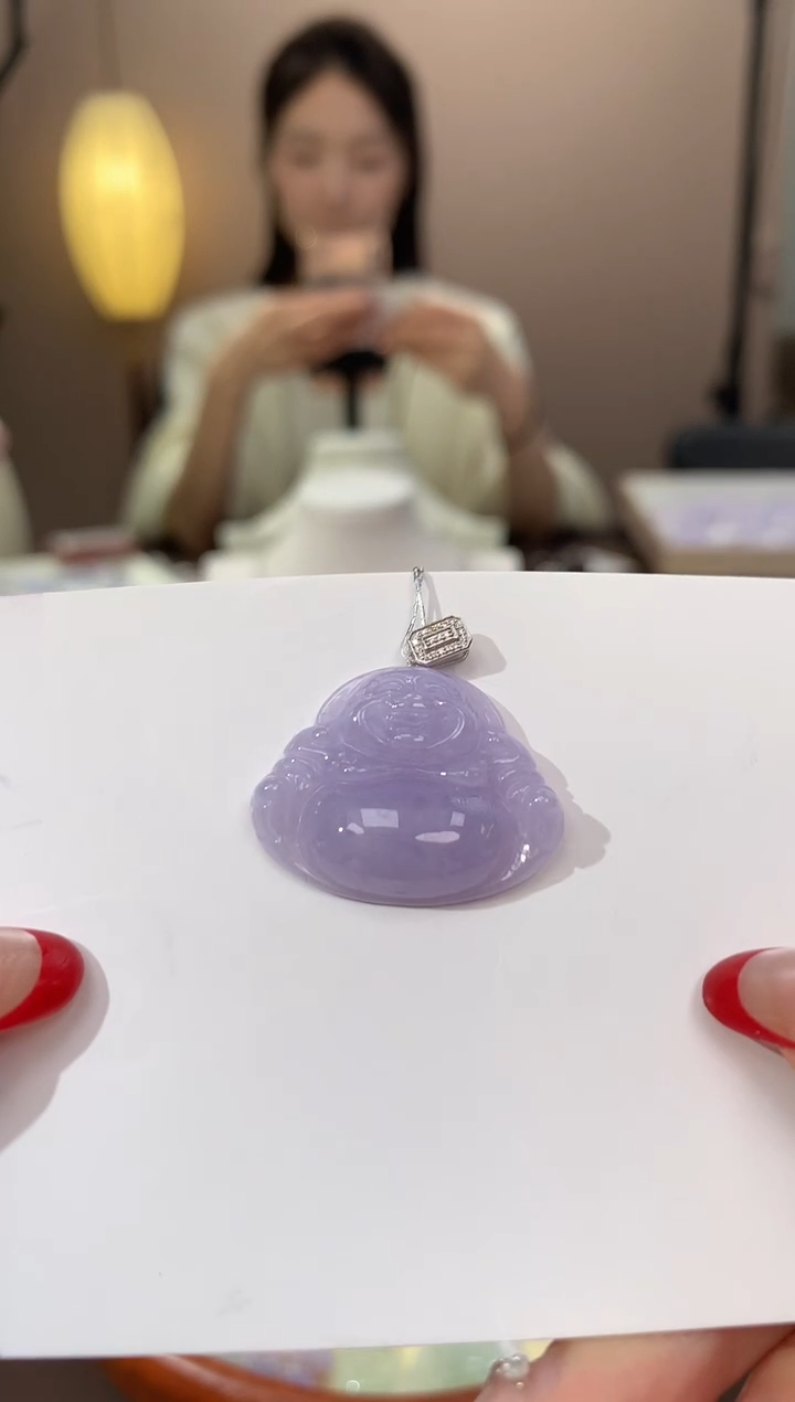 【闪购商品】翡翠颈饰18K金镶嵌天然缅甸a货翡翠