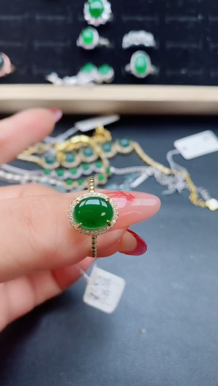 【闪购商品】翡翠戒指银S925镶嵌321312