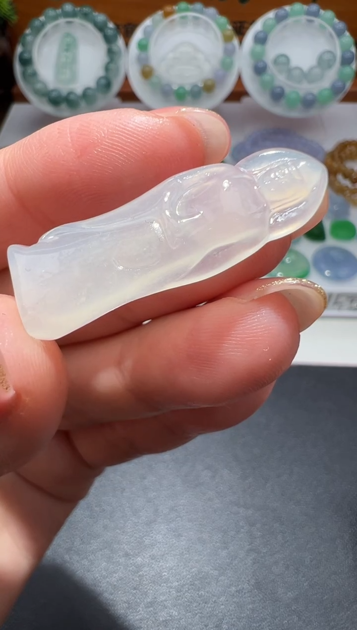 【闪购商品】定制翡翠未镶嵌34.3*11.6*4站观音