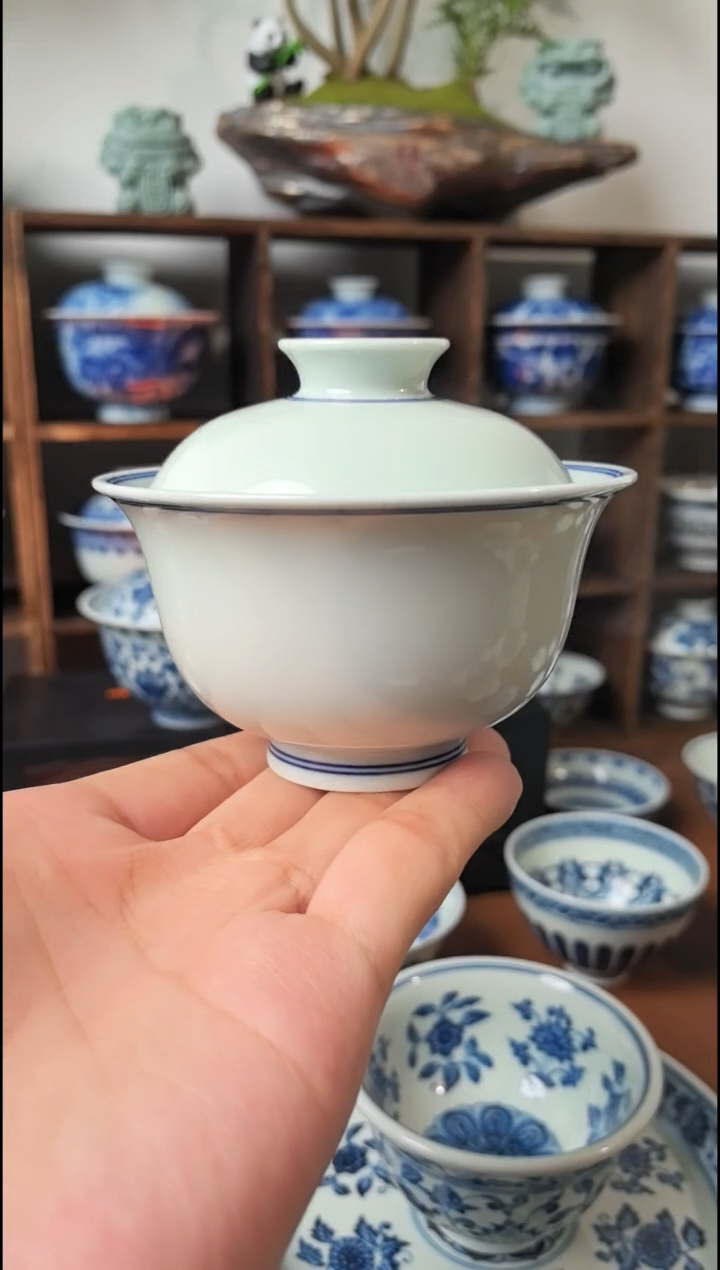 白胎元宝两才盖碗150cc