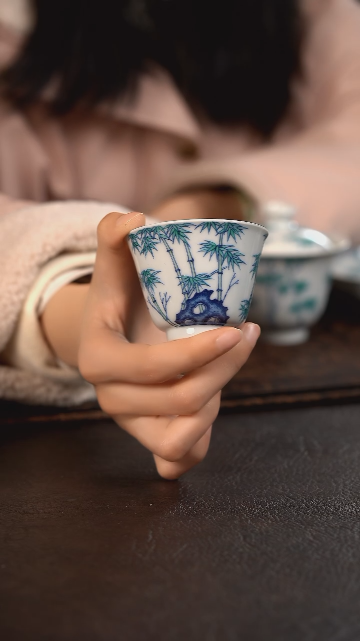 【闪购商品】杯云霞珍藏斗彩灵石竹子铃铛杯