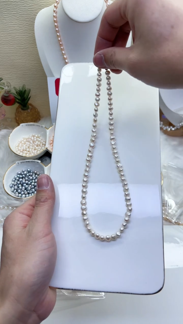 【闪购商品】淡水珍珠项链未镶嵌白色巴洛克5-6mm