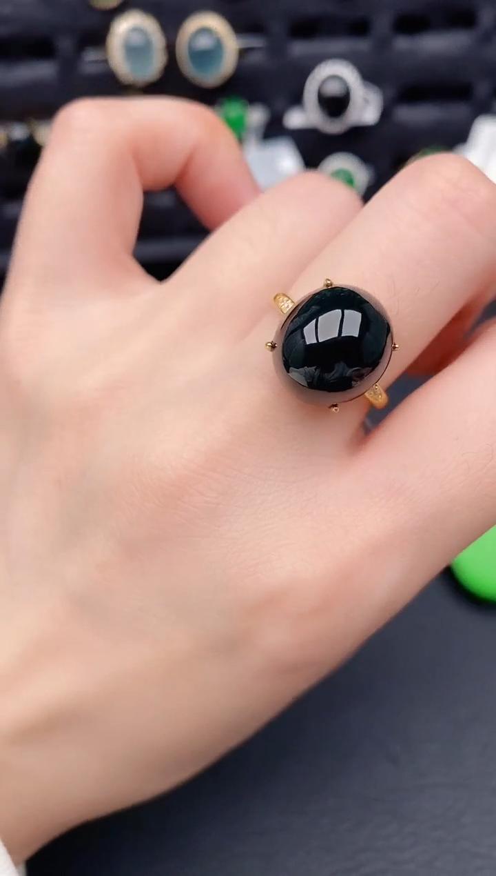 银S925镶嵌戒指翡翠天然a货翡翠194