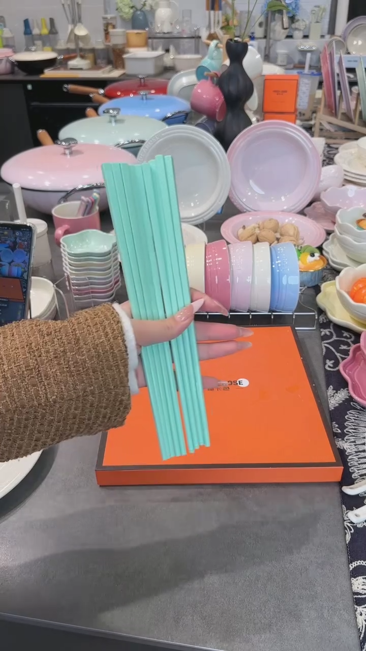 【闪购商品】瓷筷子SPS6双盒装-孔雀青