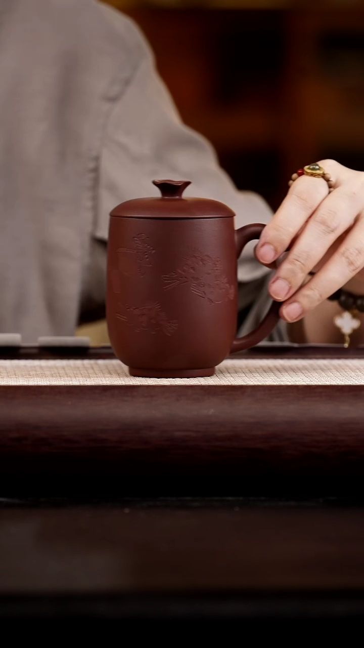 茶杯紫砂季畅园    富贵有余 盖杯