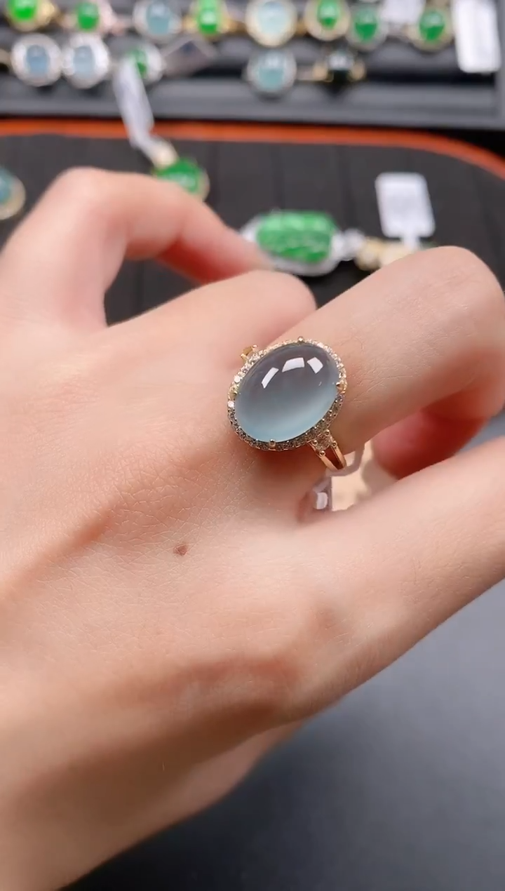 银S925镶嵌戒指翡翠1