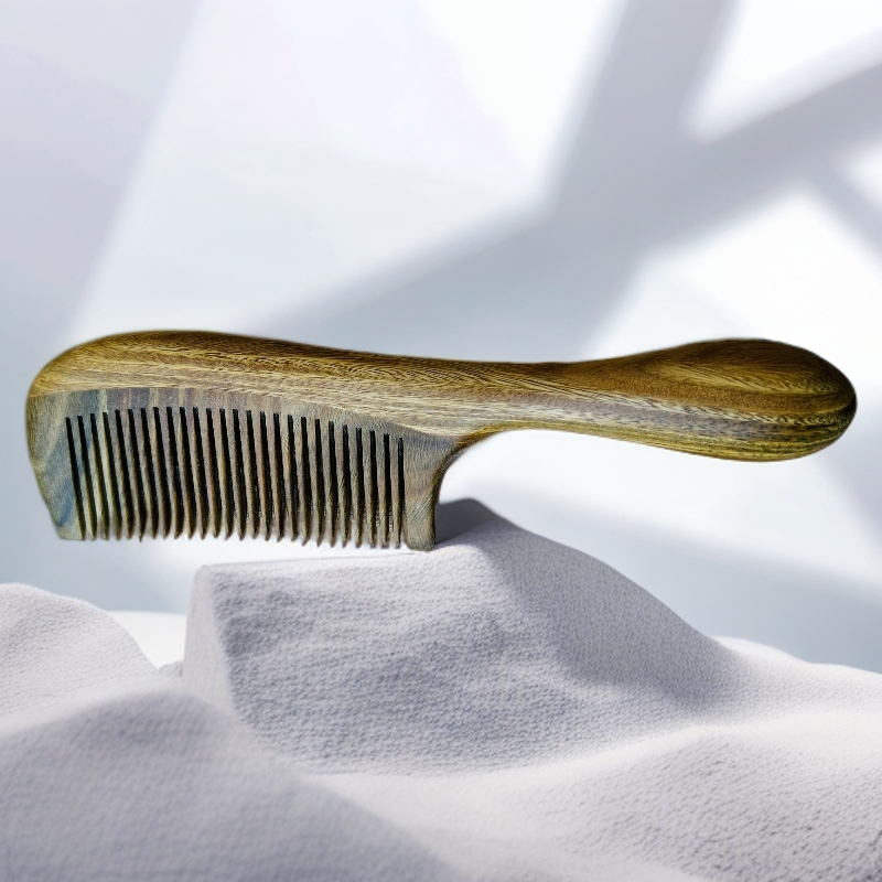 绿檀木球柄梳顺发梳檀木梳家用送老人送朋友士梳子