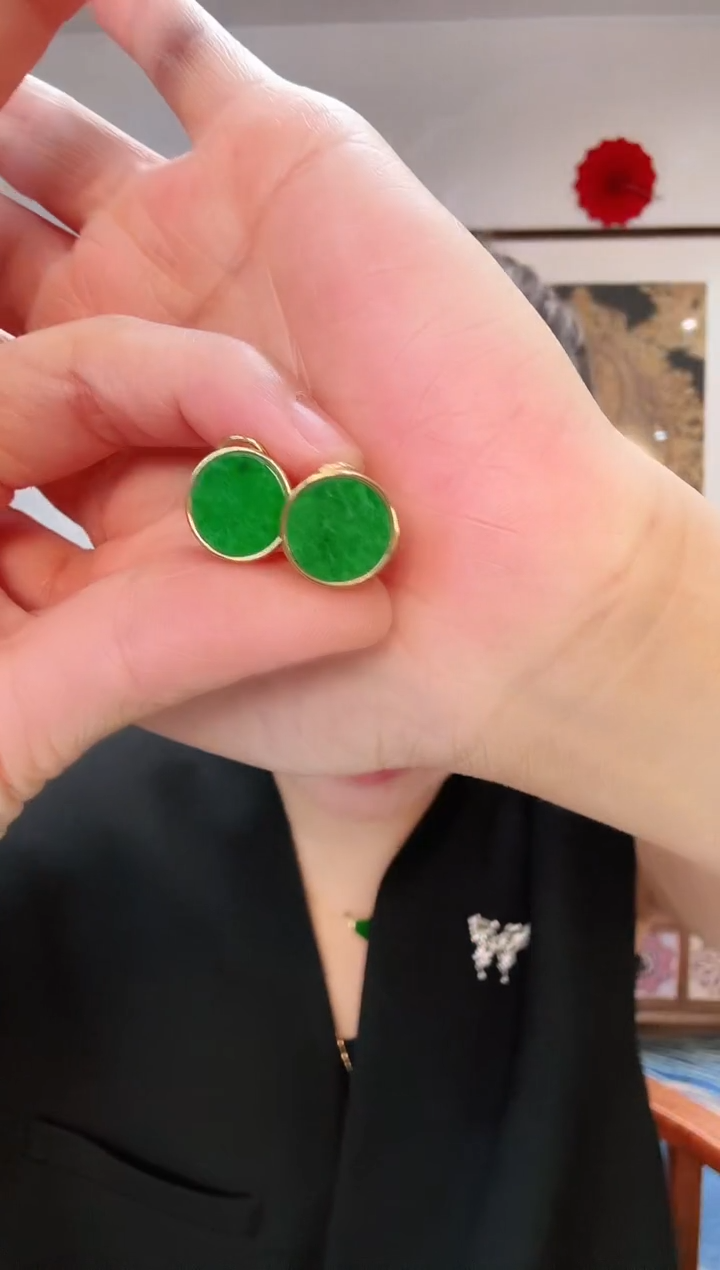 【闪购商品】翡翠耳饰银S925镶嵌耳饰