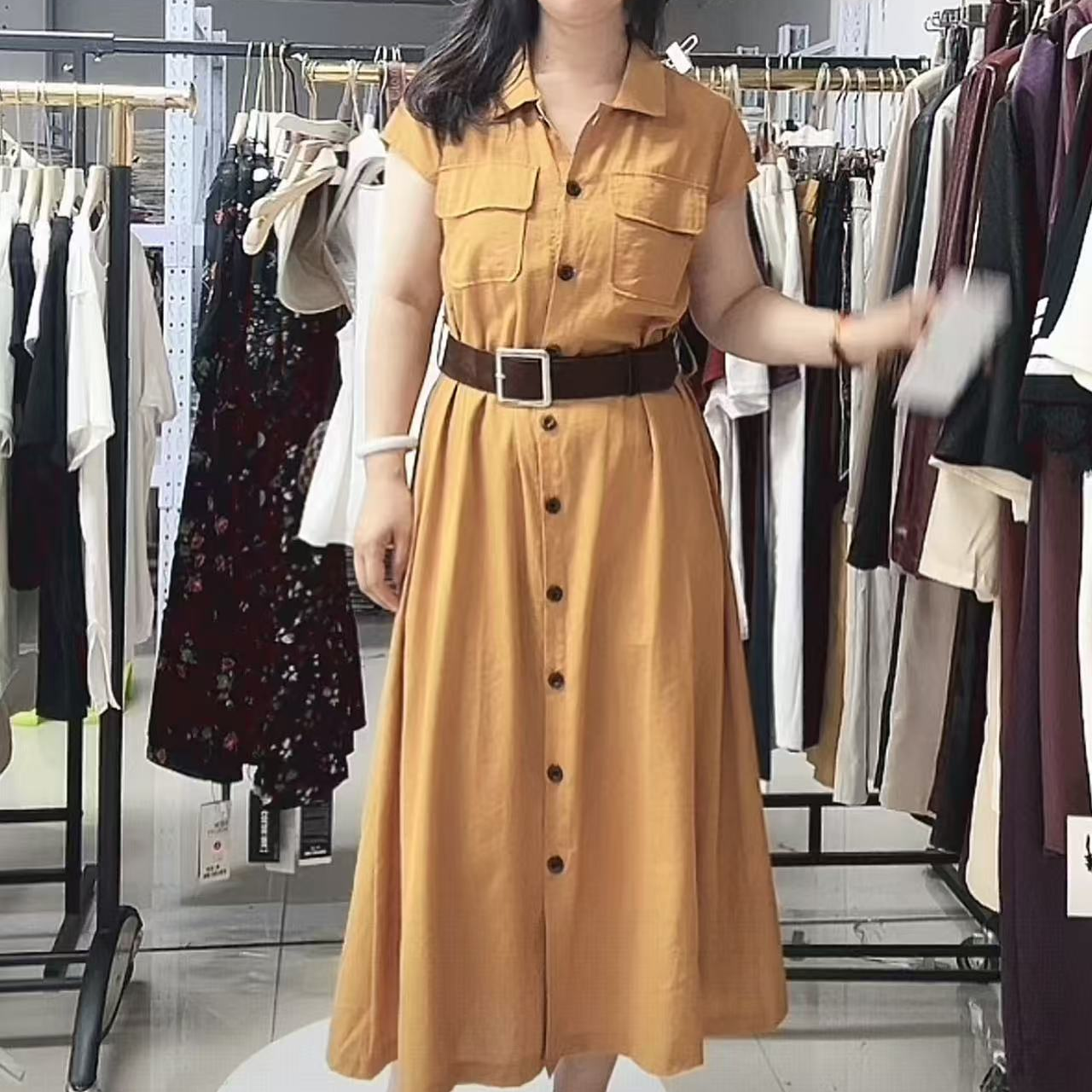 1581 通勤风夏季高腰连衣裙休闲时尚ins风 F158