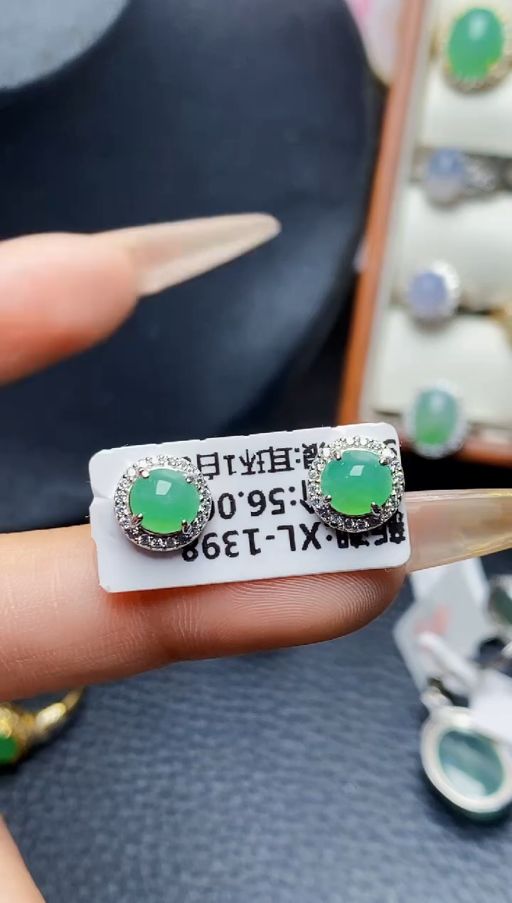 银S925镶嵌戒指翡翠3257