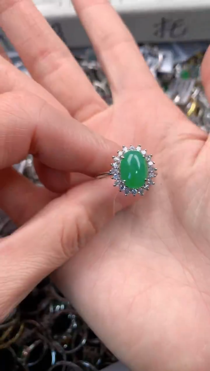 银S925镶嵌戒指翡翠555    7