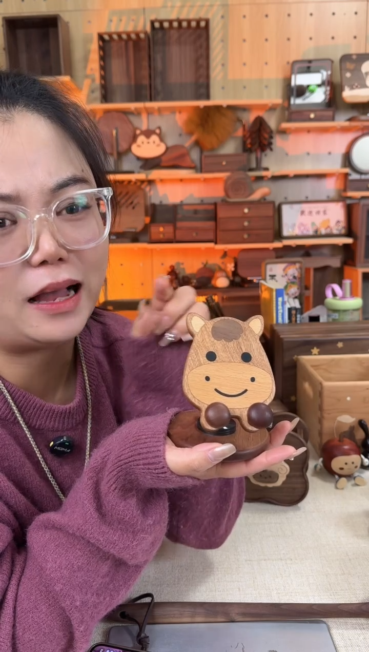 木 乌檀木实木小马手机支架