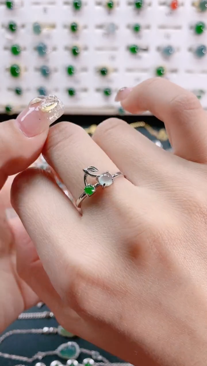 【闪购商品】翡翠戒指银S925镶嵌天然翡翠