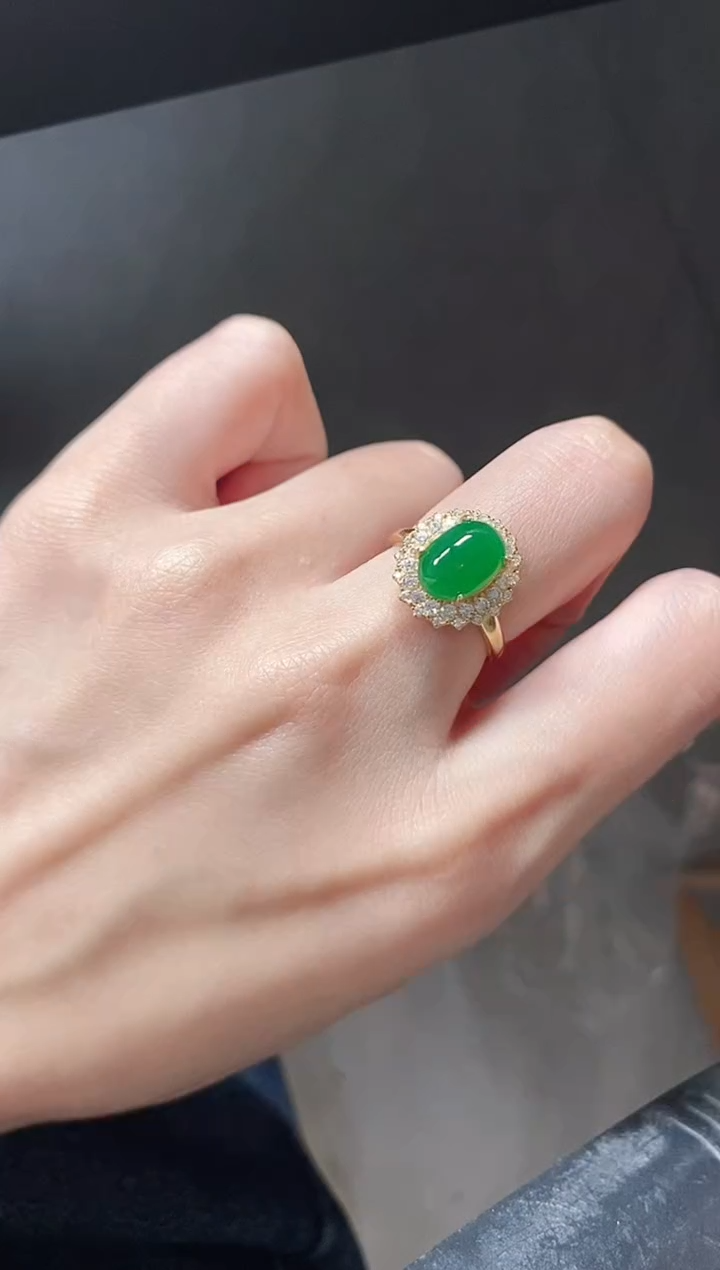 银S925镶嵌戒指翡翠5111