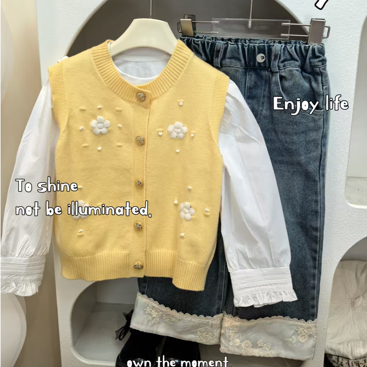 上衣女春款童装套头秋款休闲风春秋套装常规女童春季针织小香风