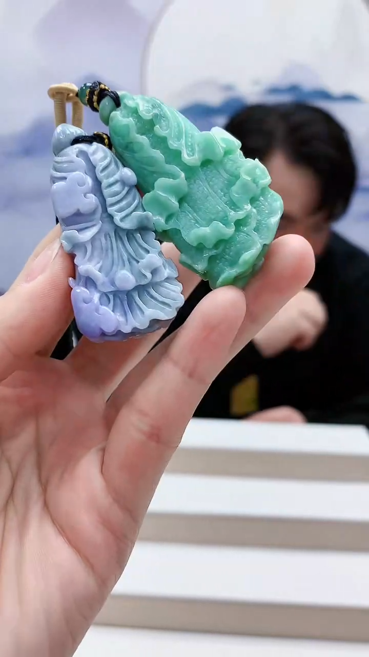 未镶嵌定制翡翠5060lr-毛货挂件一对89