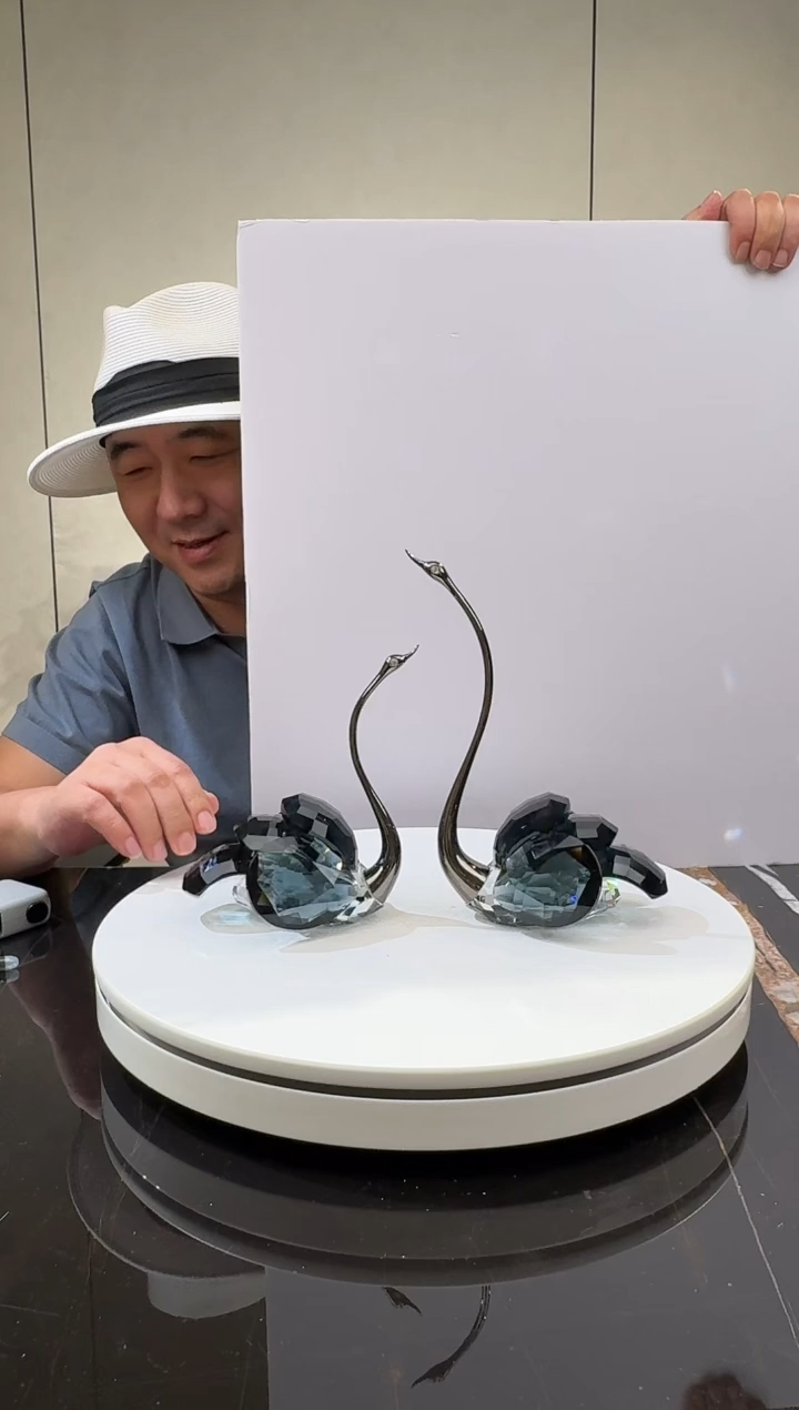 摆件CS0103050墨兰水晶天鹅一对