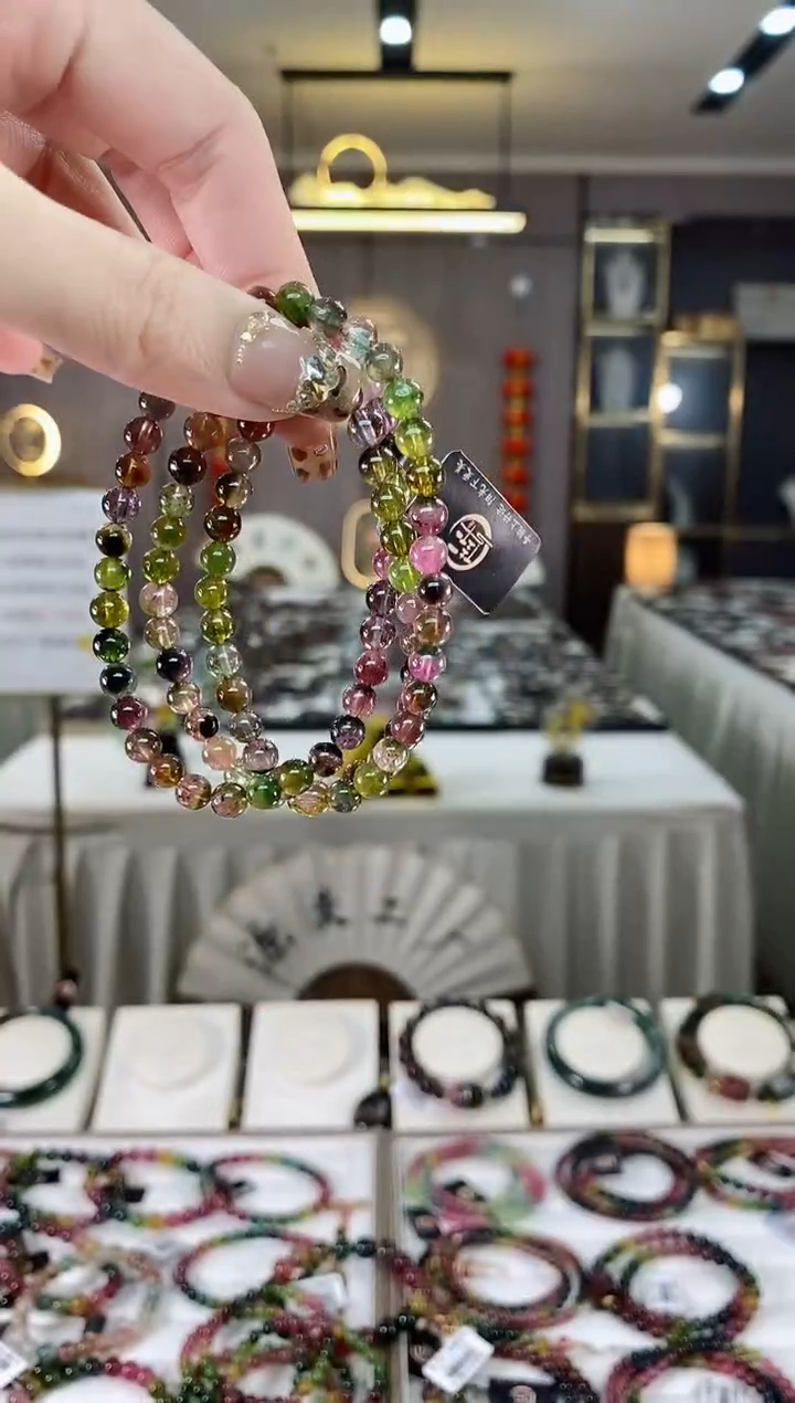 【闪购商品】碧玺西瓜三圈手串5mm+未镶嵌一物一证dan