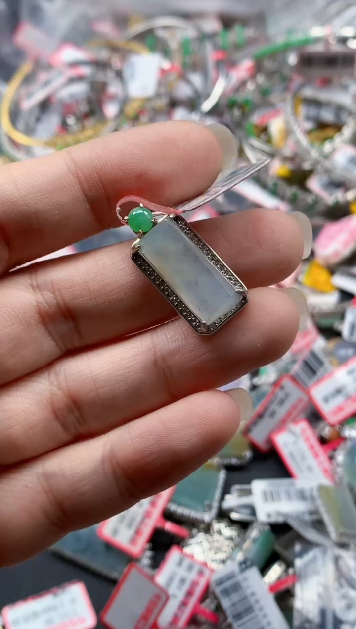 银S925镶嵌戒指翡翠天然A货缅甸翡翠