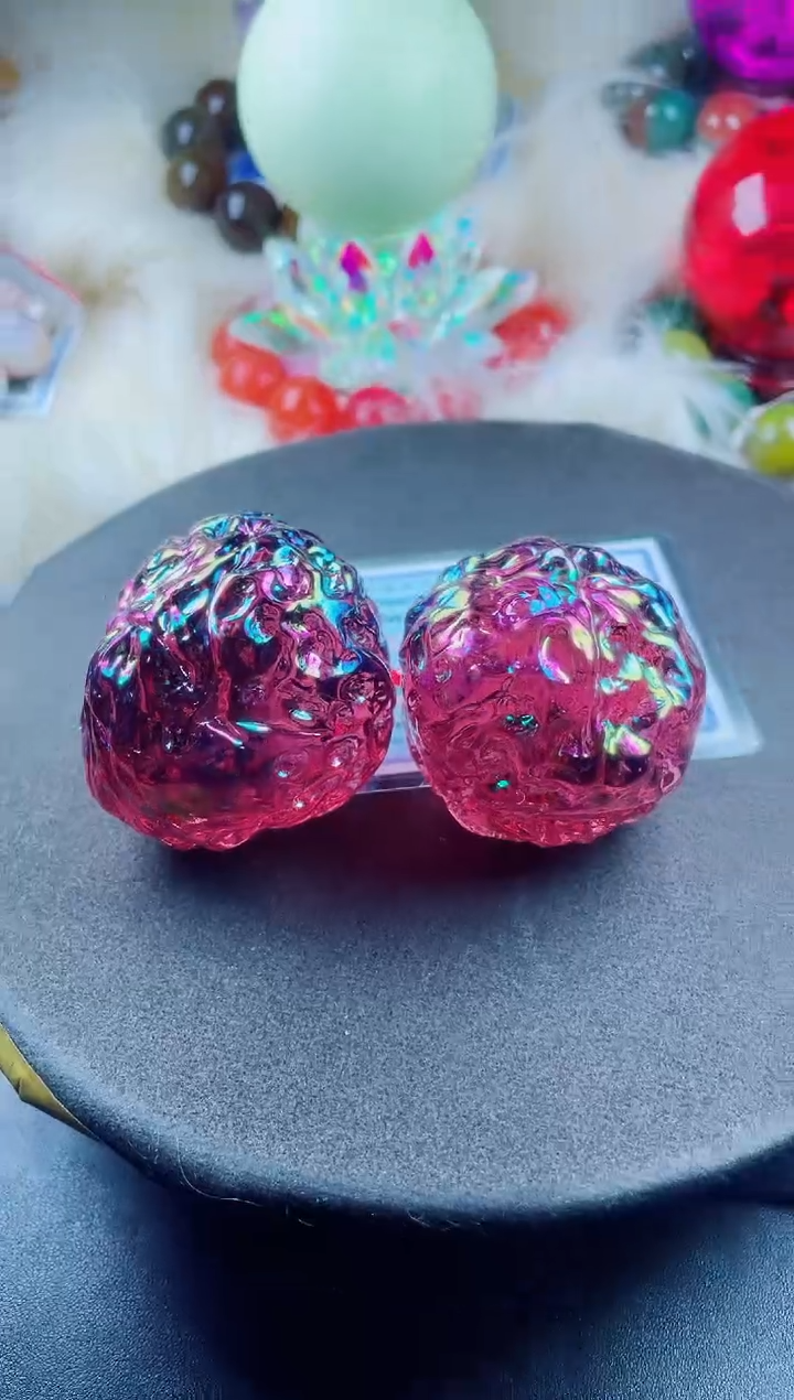 菱锰矿未镶嵌手把紫陨手把件（一对）