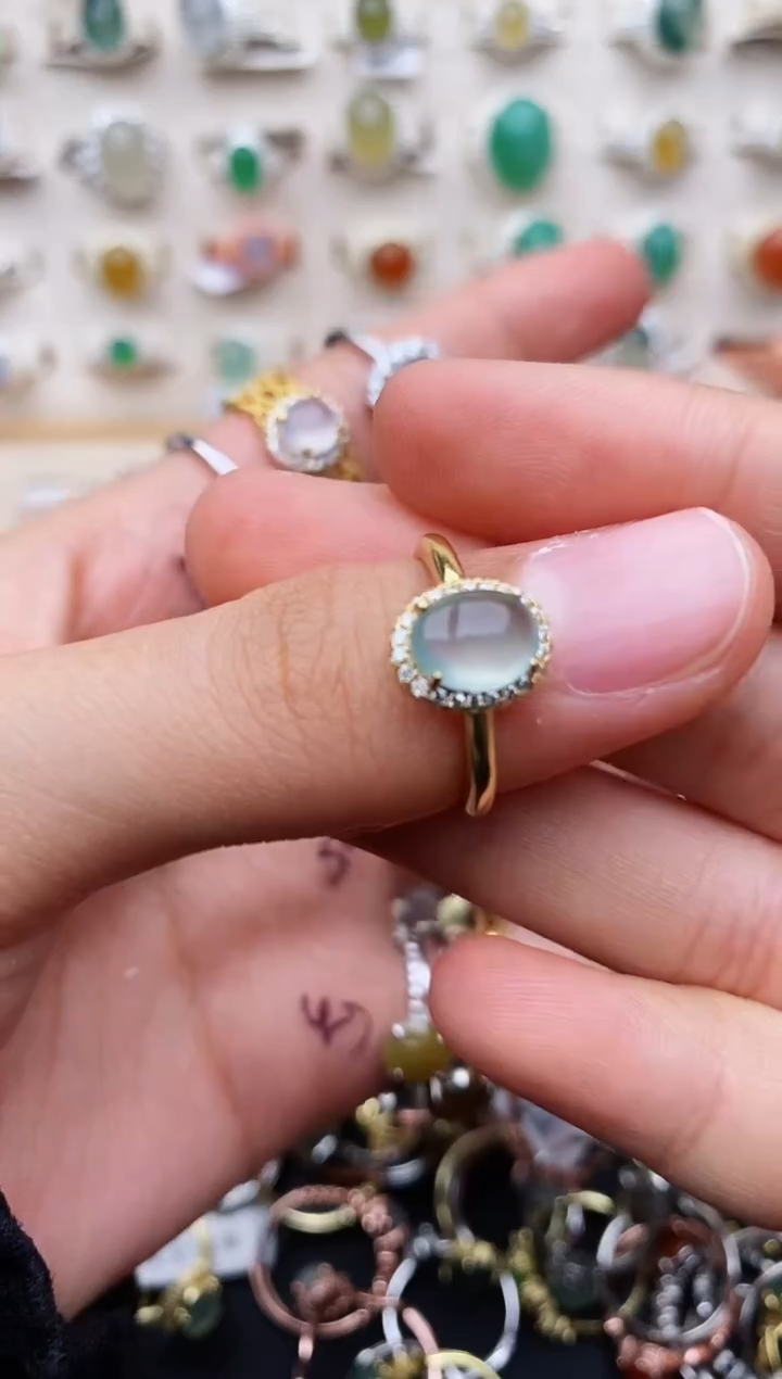 【闪购商品】翡翠戒指银S925镶嵌缅甸翡翠