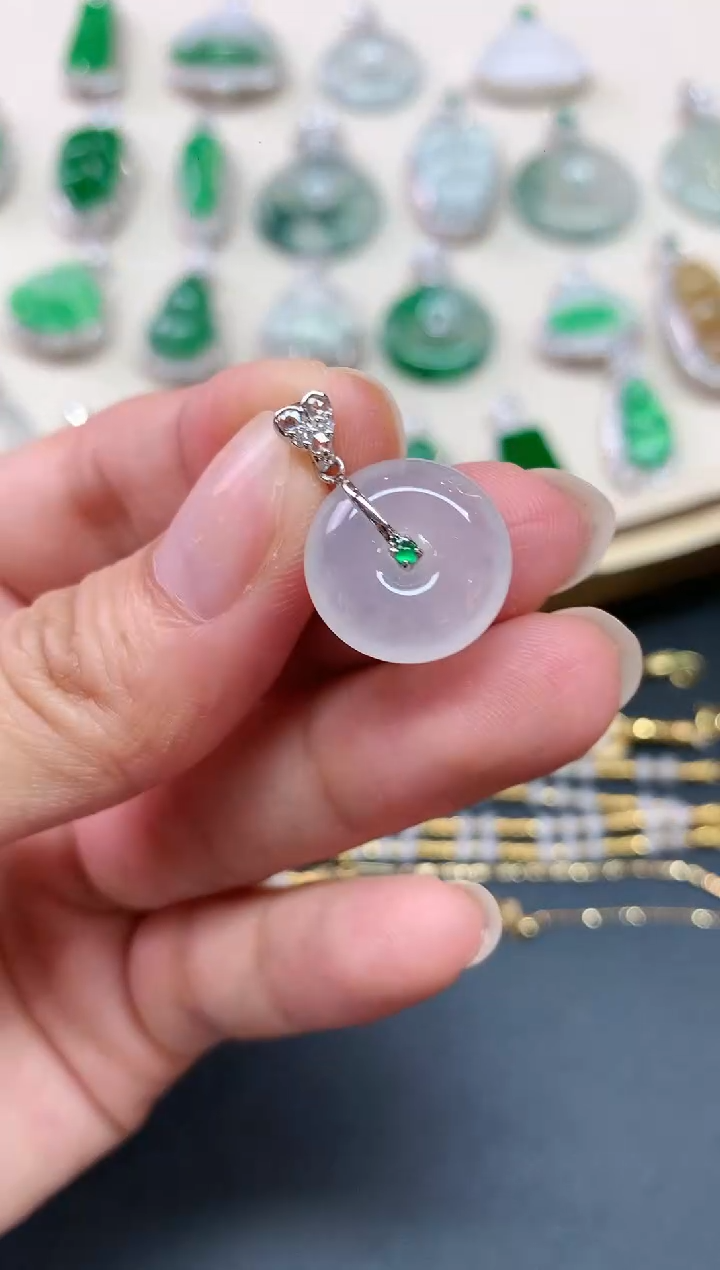 翡翠18K金镶嵌吊坠(不含链)W026-2980