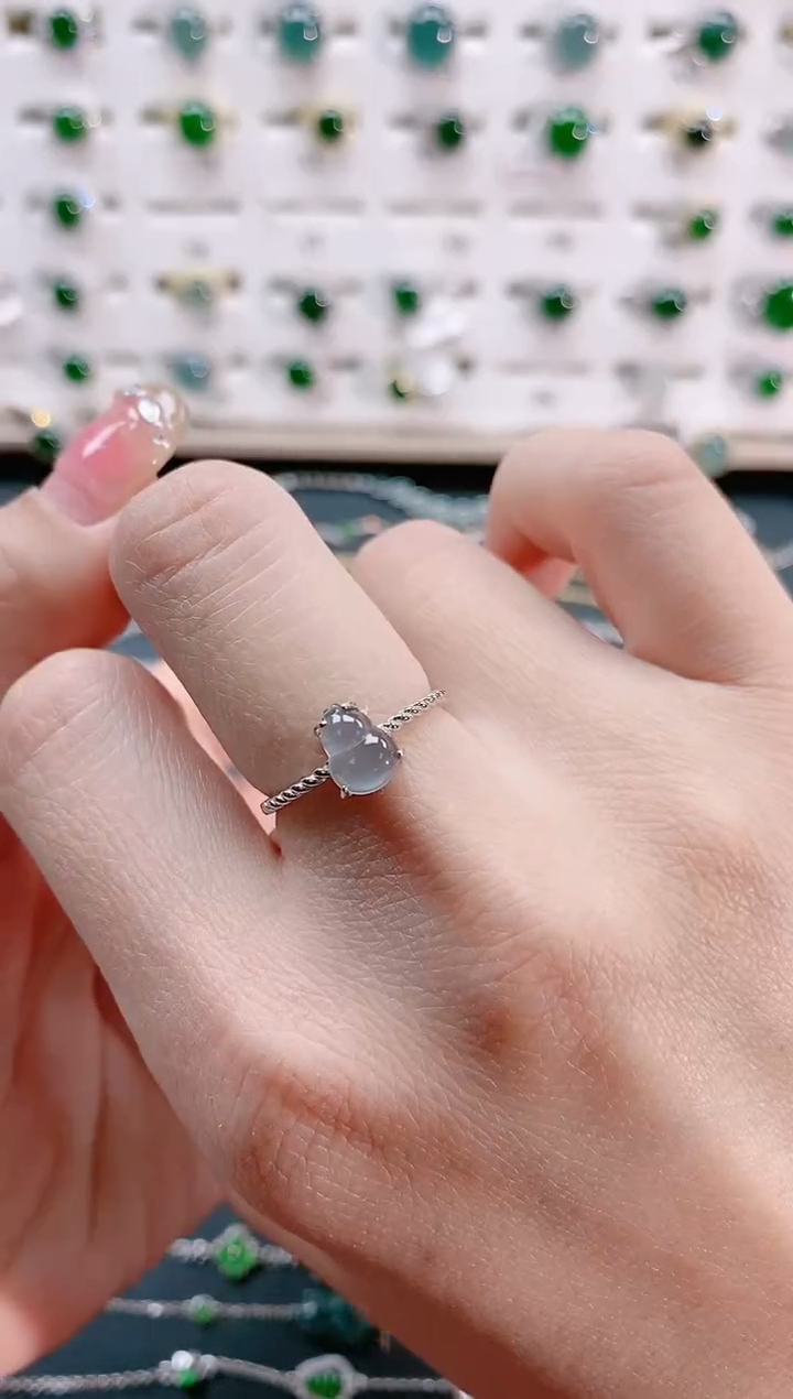 【闪购商品】翡翠戒指银S925镶嵌天然翡翠