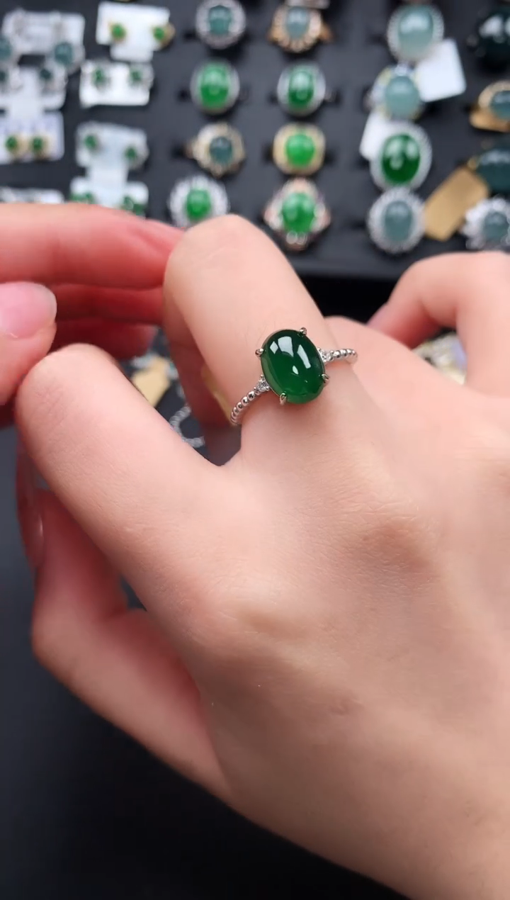 【闪购商品】翡翠戒指银S925镶嵌613431