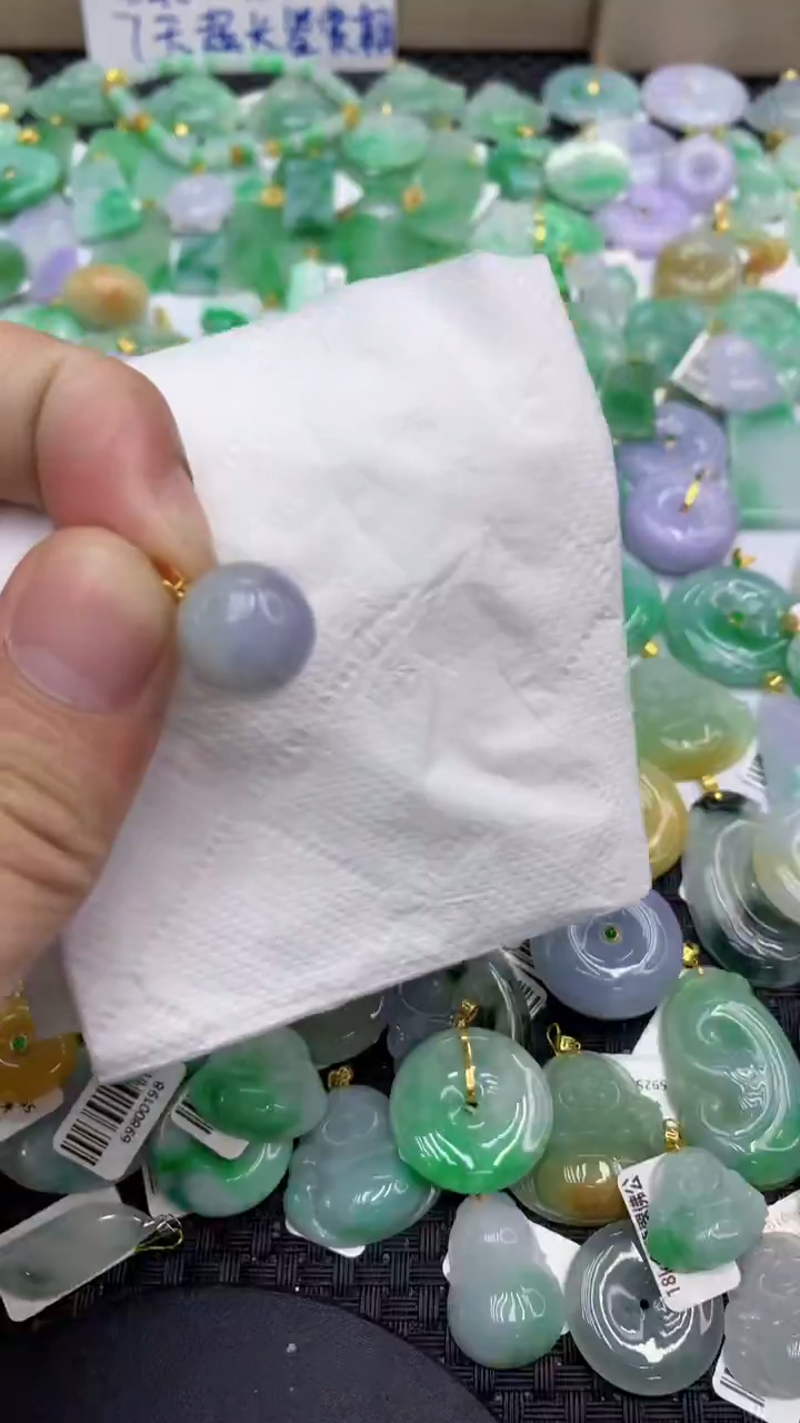 颈饰18K金镶嵌翡翠天然缅甸A货翡翠