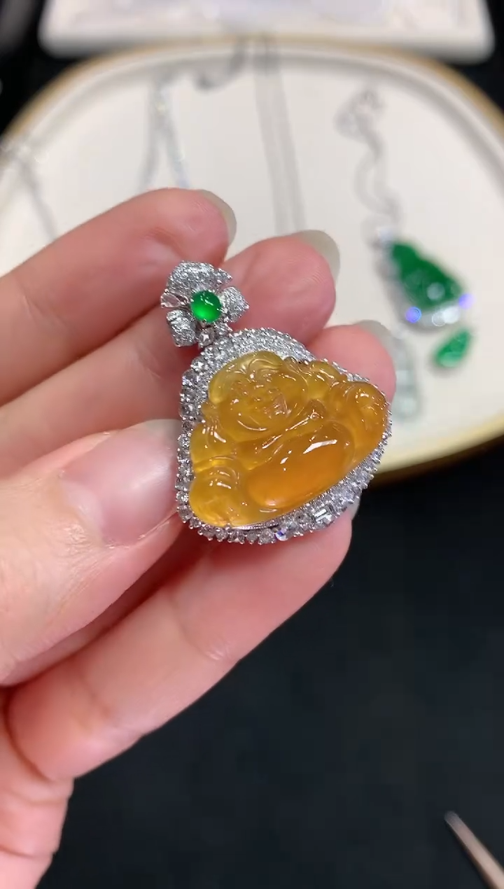 【闪购商品】翡翠吊坠(不含链)18K金镶嵌A985|28000