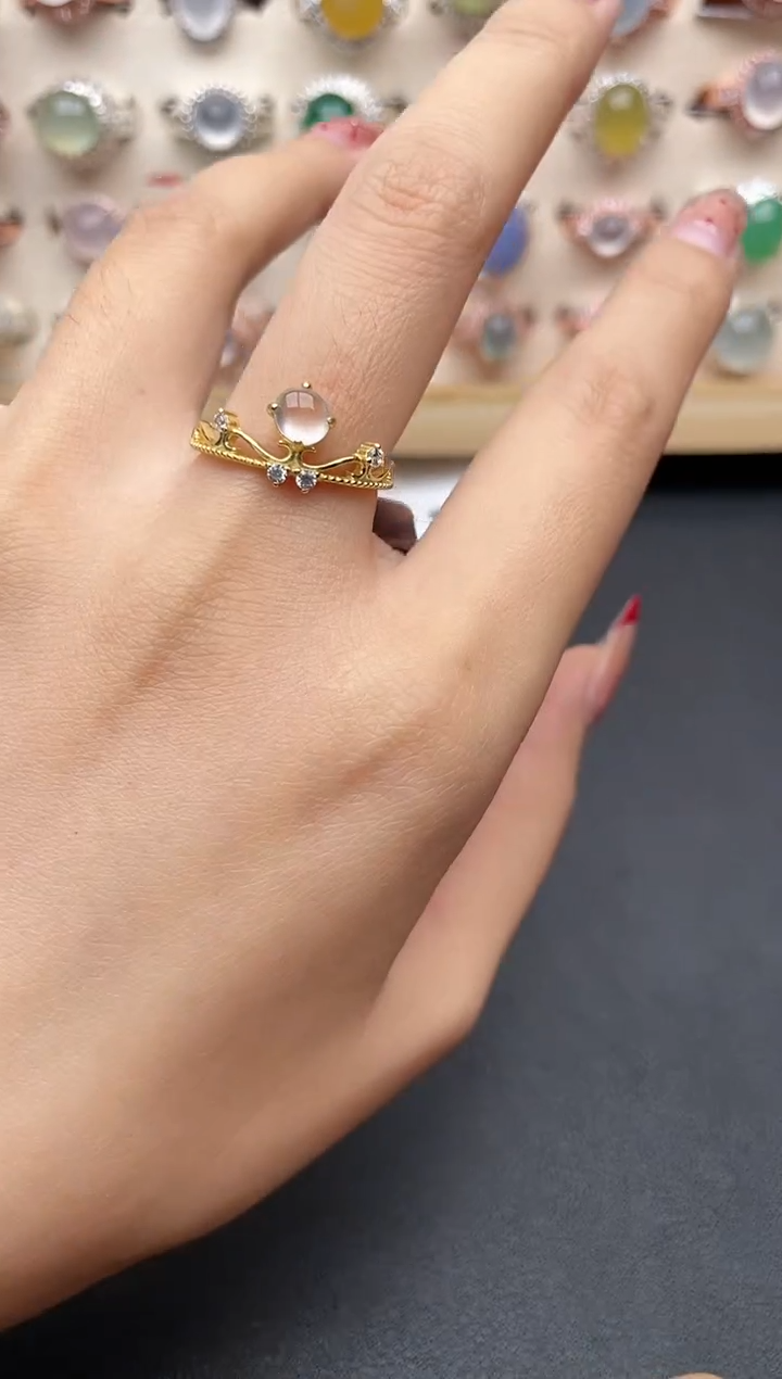 【闪购商品】翡翠戒指银S925镶嵌一物一证一礼盒