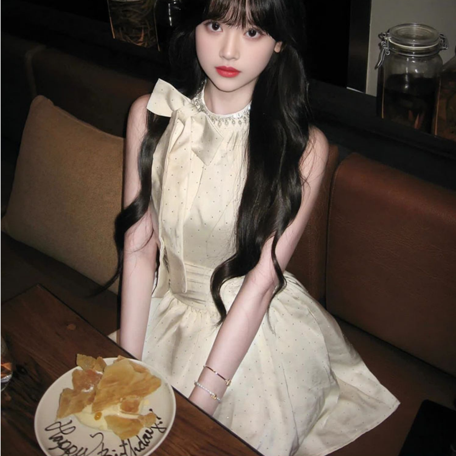  生日裙子订婚礼服高端轻奢小众海边度假宴会重工挂脖连衣裙1038