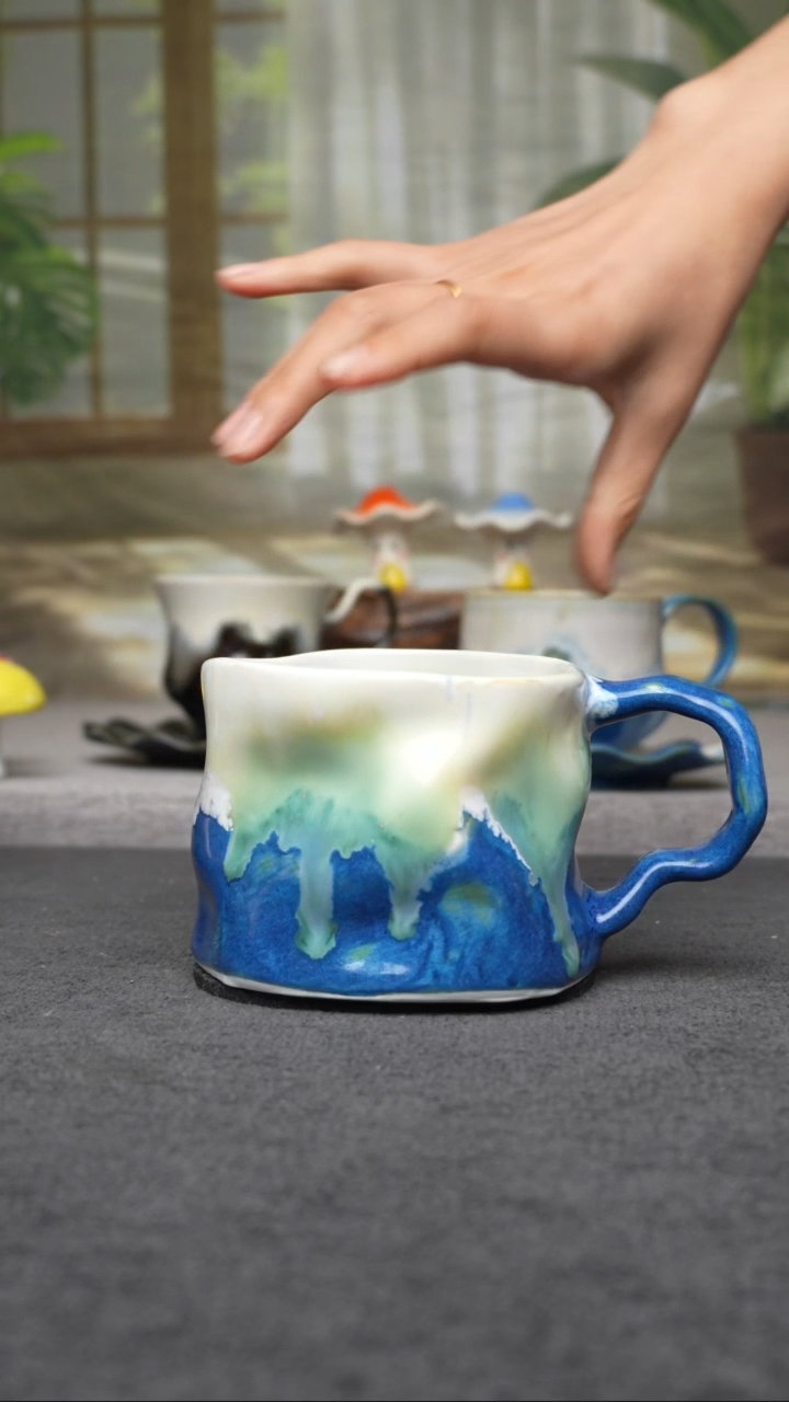 杯子陶874景德镇手工手创杯子 带冰裂纹