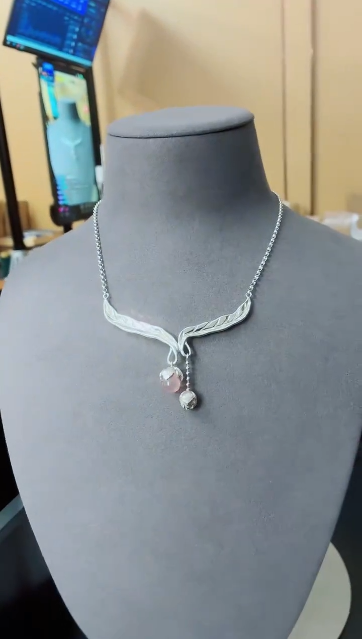 吊坠(赠链)银S925镶嵌芙蓉石芙蓉石吊坠