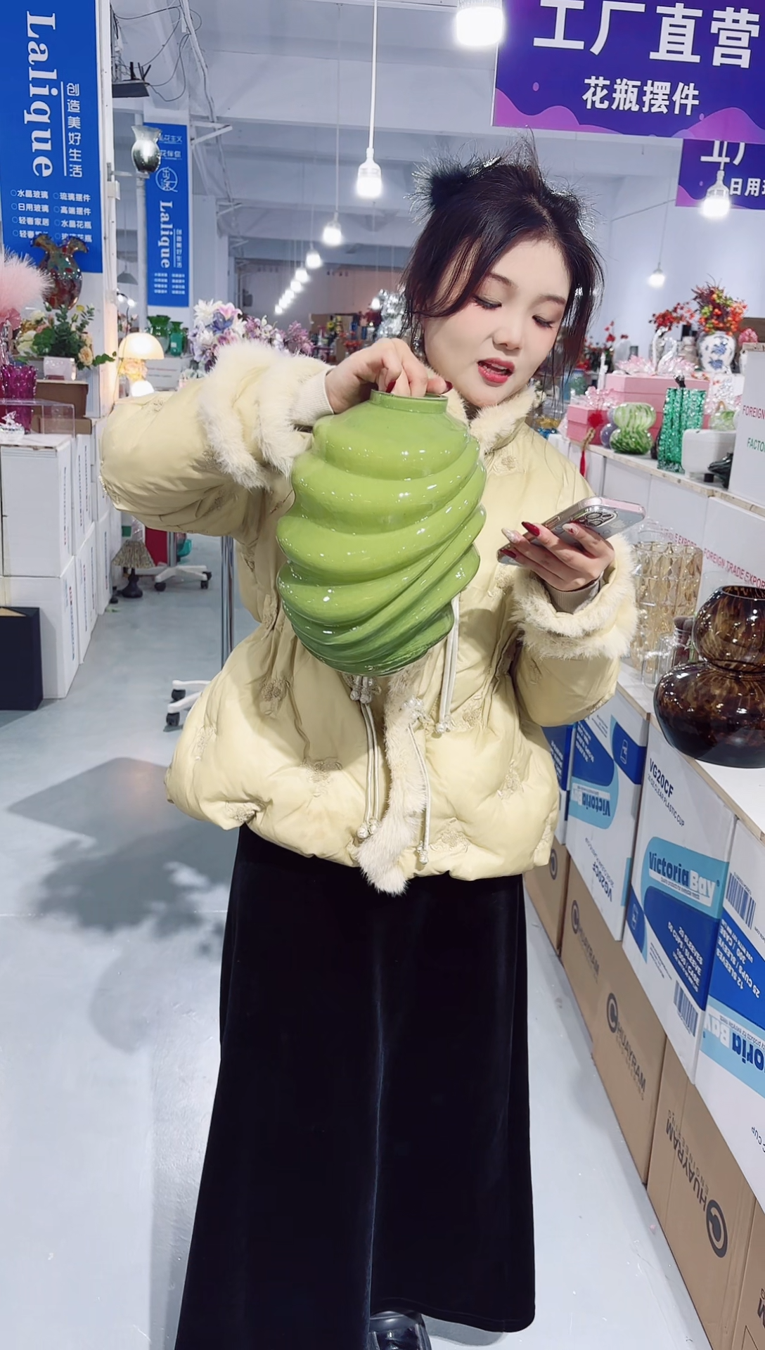 【闪购商品】玻璃私花主义花瓶厂-微瑕--LQ4X