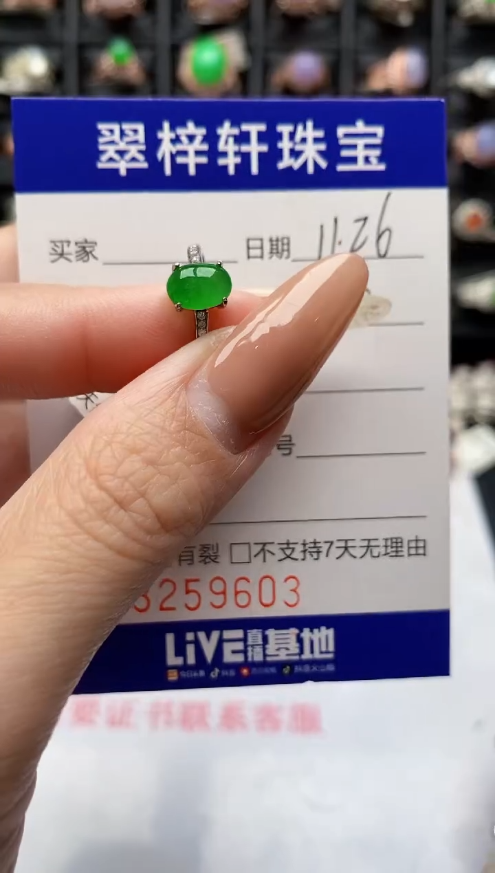 银S925镶嵌戒指翡翠9603